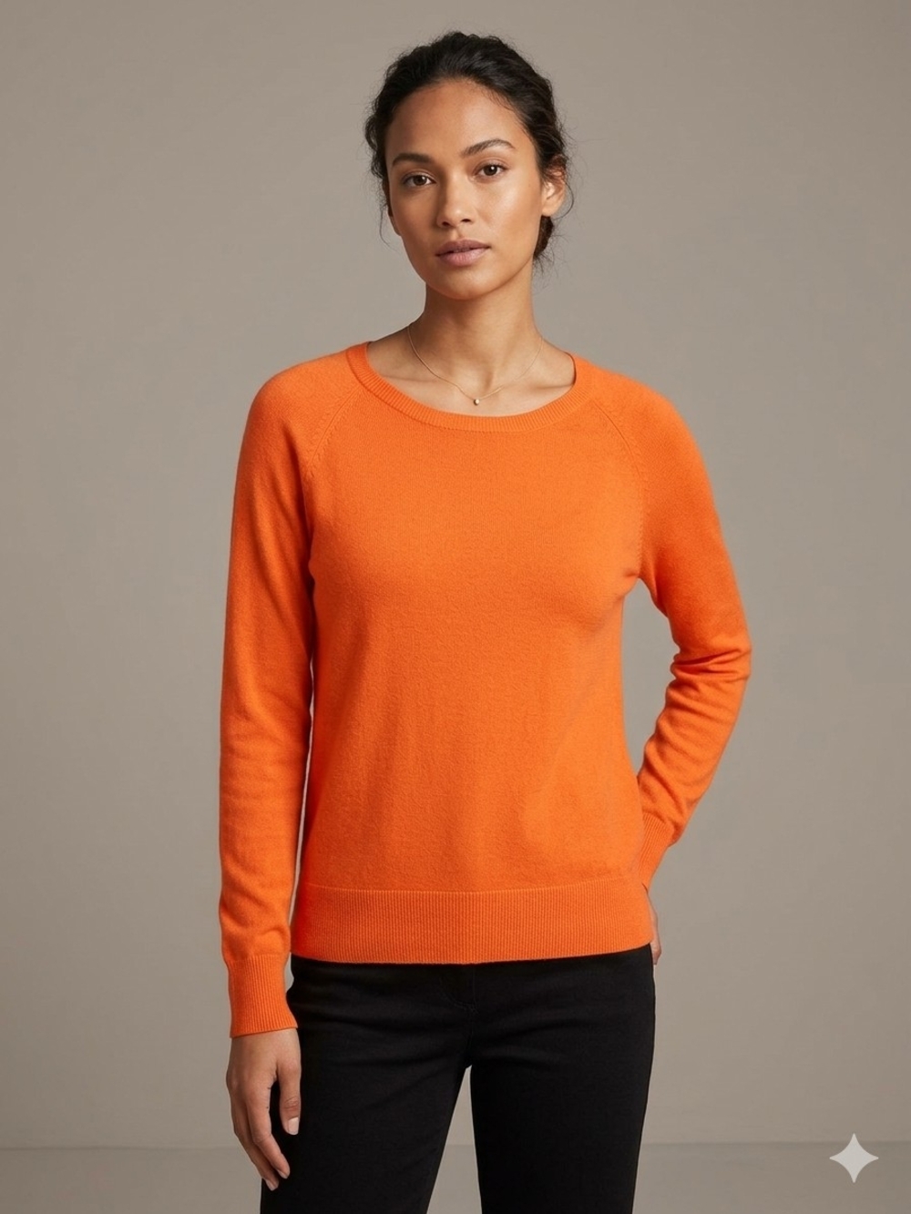 Zara Bright Orange Scoop Neck Sweater Oversized Size S Viscose